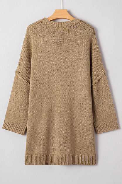 Solid Slouchy Drop Shoulder Sweater Dress
