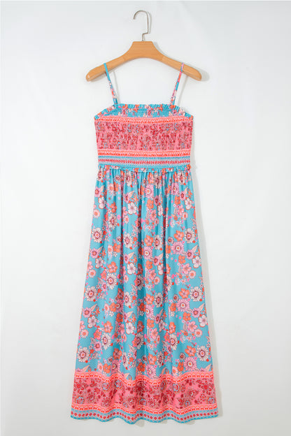 Boho Floral Spaghetti Strap Vacation Maxi Dress