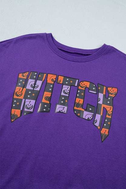 Halloween Witch Long Sleeve Top & Checker Shorts Set
