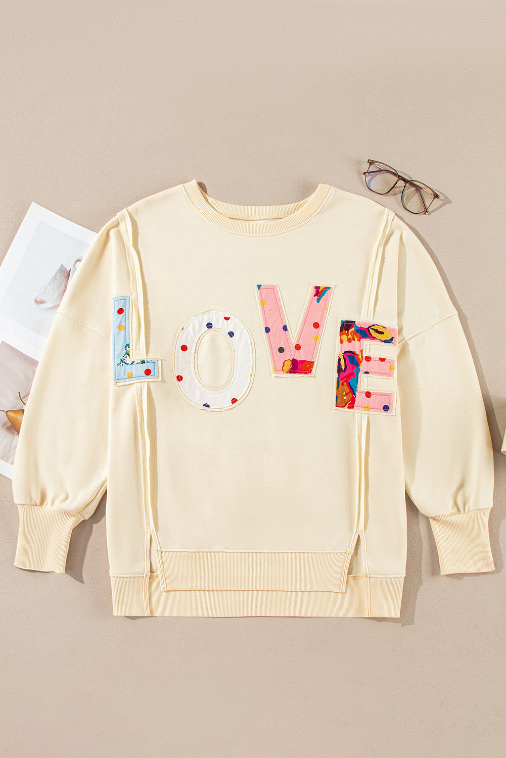 LOVE Patchwork Oversized Sweatshirt