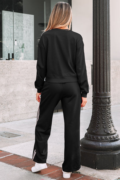 Varsity Stripe Crewneck Pullover and Sweatpants Set