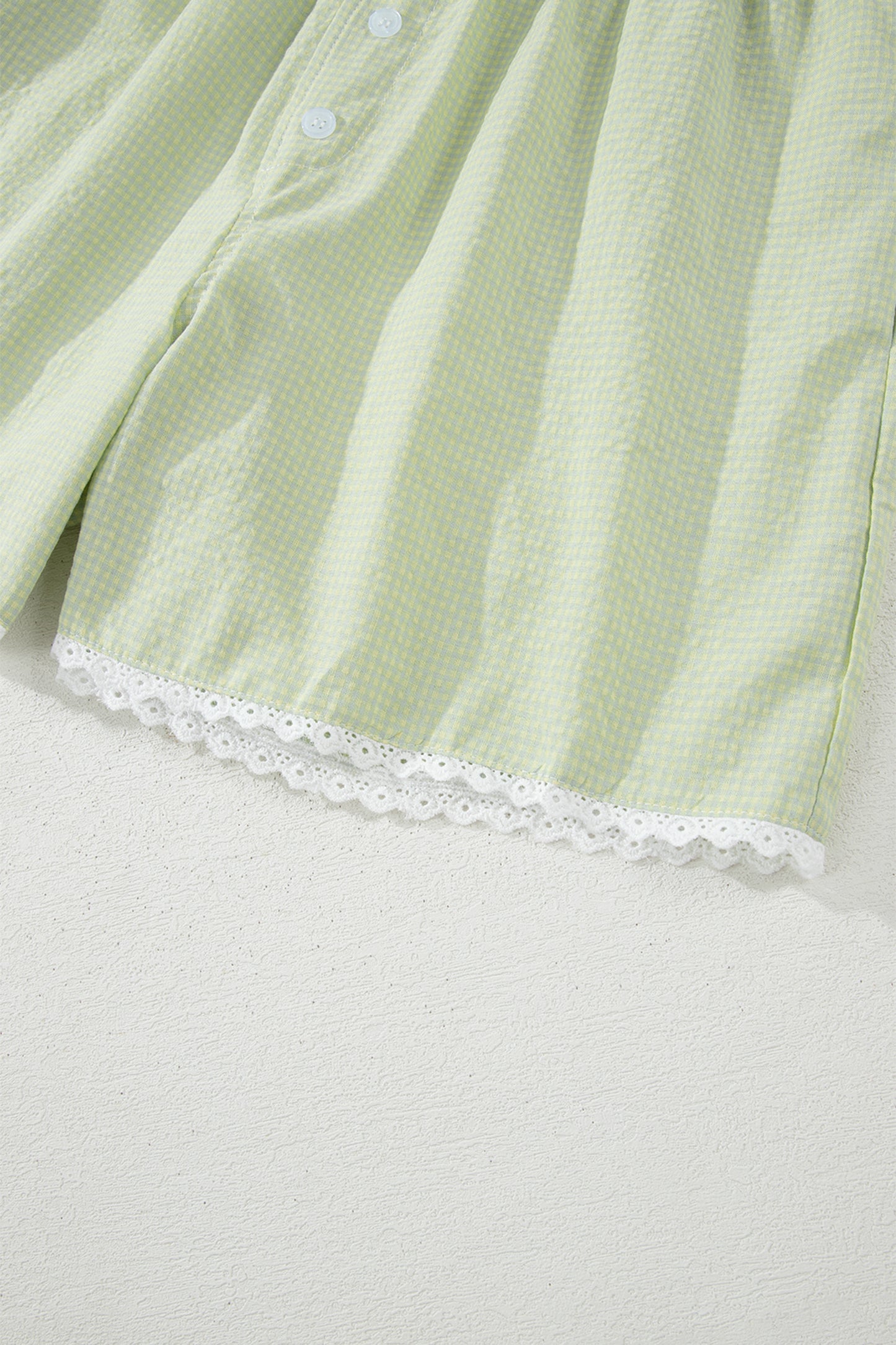 Gingham Plaid Button Lace Trim Boxer Shorts