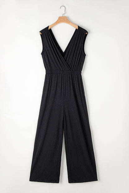 Wrapped V-Neck Wide Leg Jumpsuit