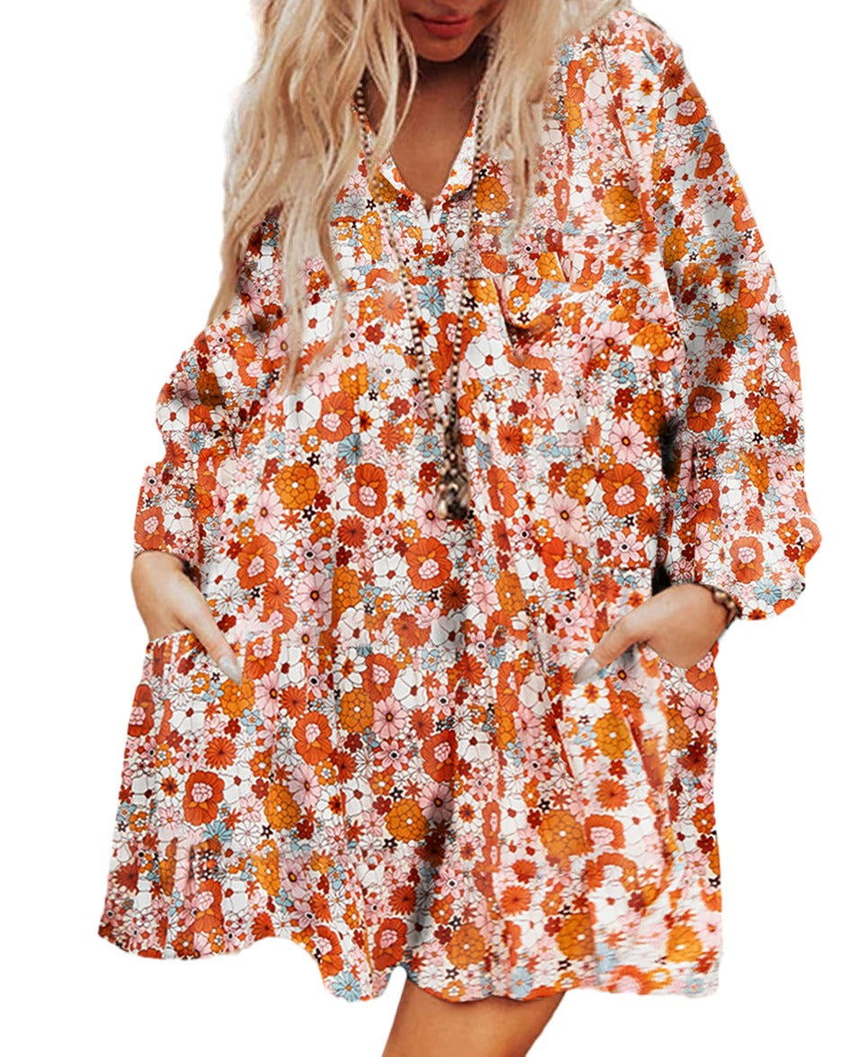 Floral Pocketed Shift Dress