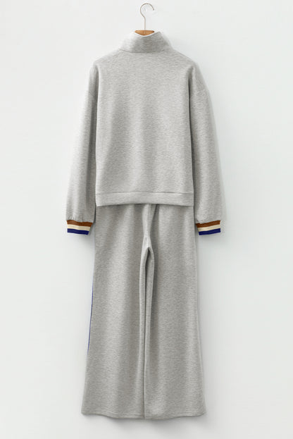 Stripe Patchwork Quarter-Zip Pullover and Pant Set