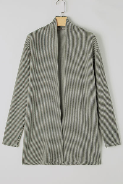 Corded Knit Open Front Cardigan