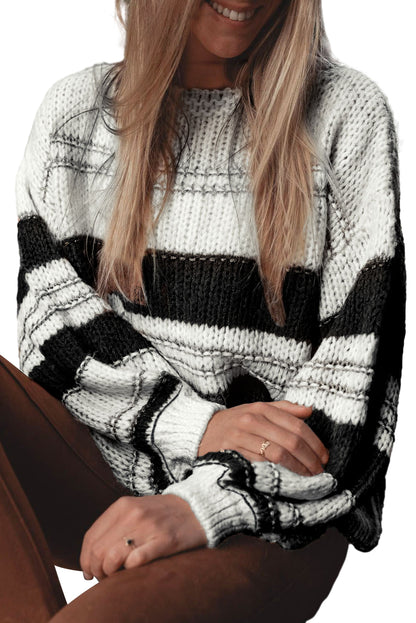 Stripe Puff Sleeve Sweater