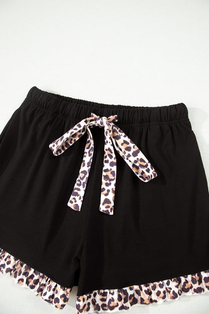 Leopard Patchwork Top & Shorts Pajama Set