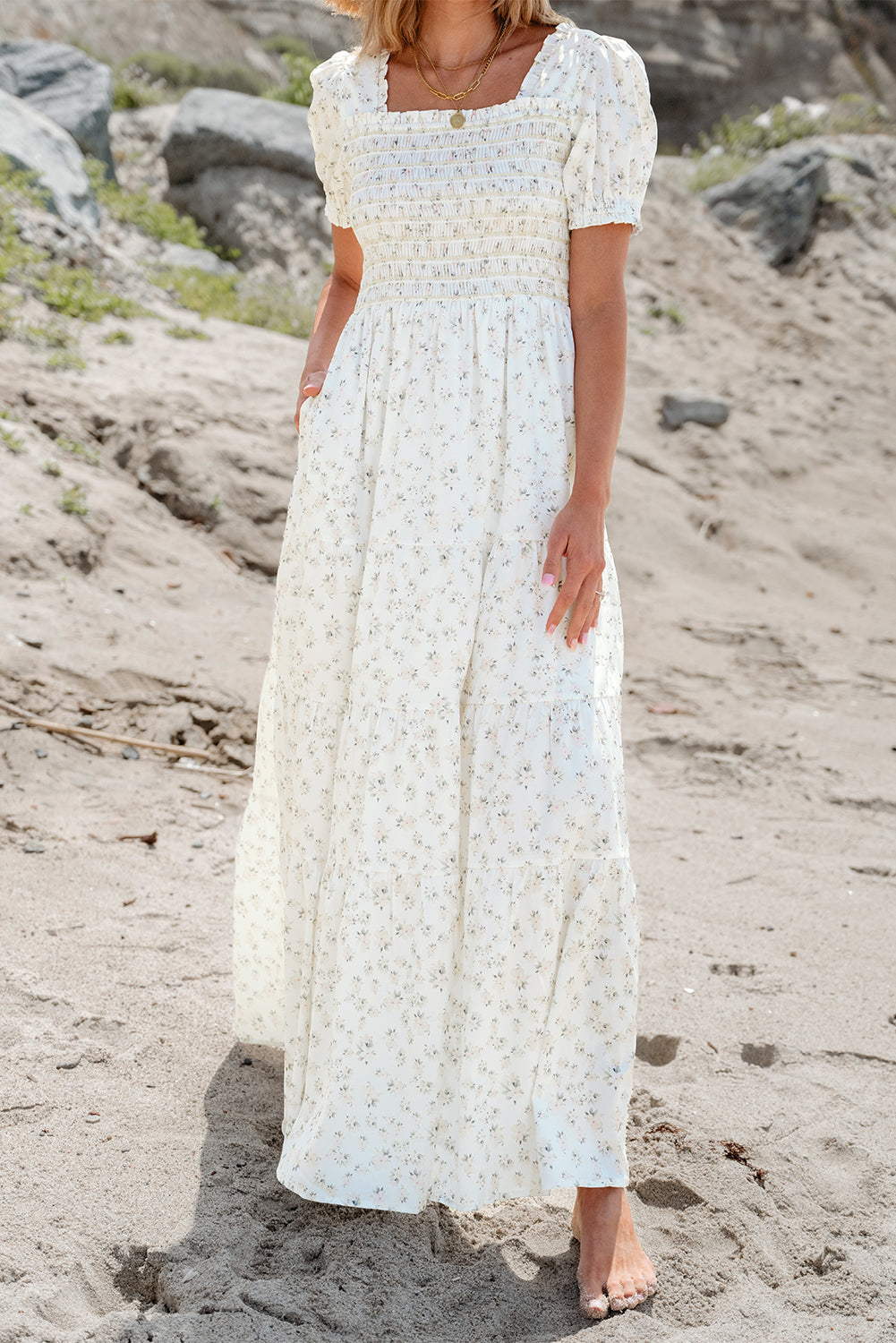 Floral Smocked Tiered Maxi Dress