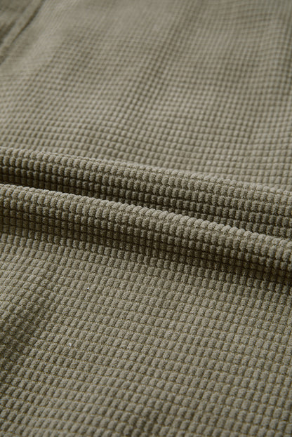 Textured Knit Pocketed Drawstring Hooded Jacket