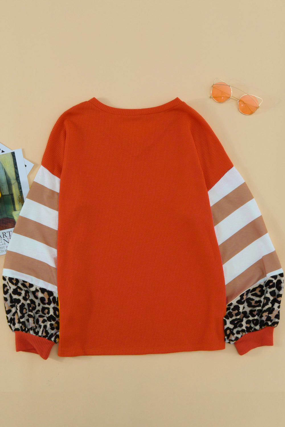 Leopard Stripe Lantern Sleeve Top