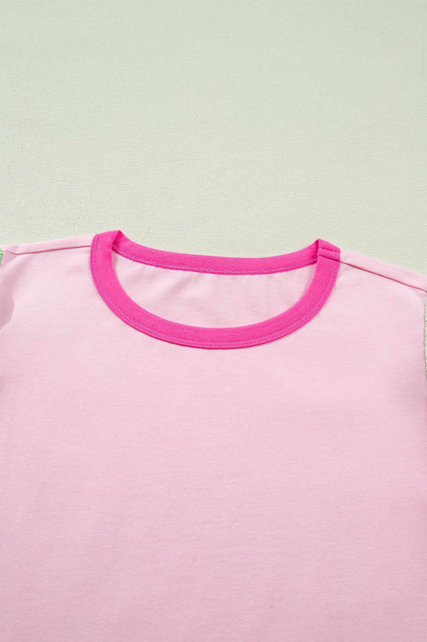 Colorblock Flutter Sleeve Round Neck T-Shirt