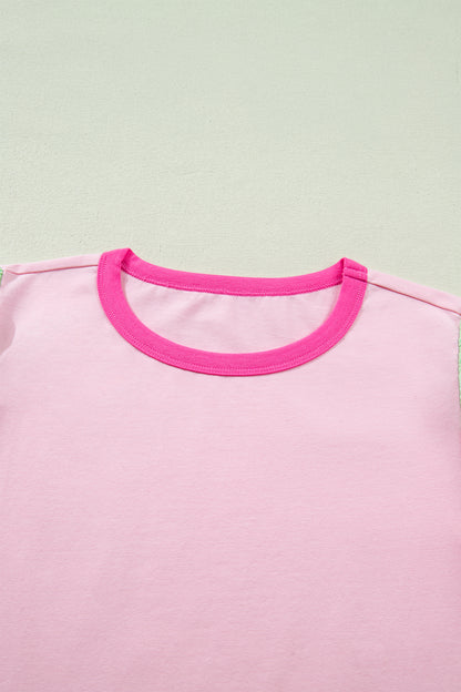 Colorblock Flutter Sleeve Round Neck T-Shirt