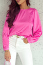 Satin Long Puff Sleeve Blouse