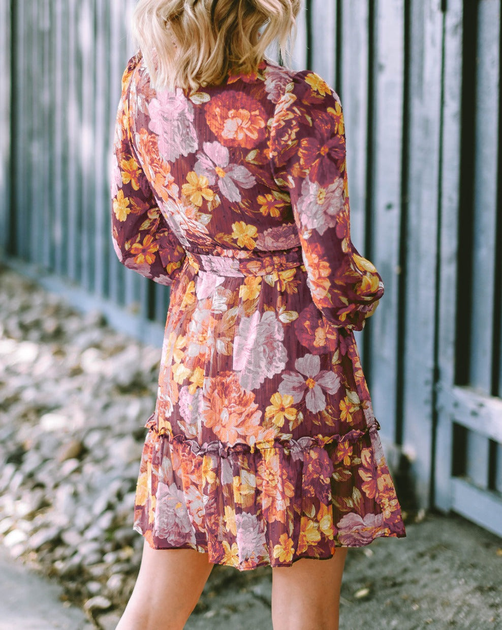 Floral Smocked Mock Neck Dress