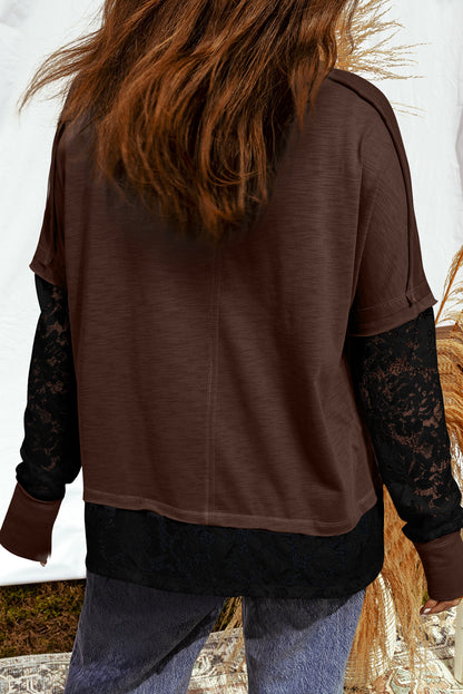 Lace Patchwork Long Sleeve Top