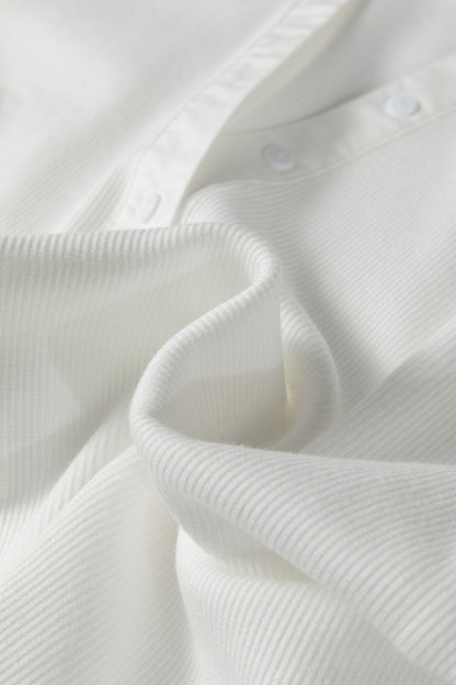 Stripe Patchwork Buttoned V-Neck Ribbed Knit Top