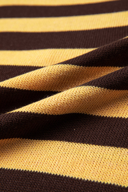 Stripe Colorblock Chest Pocket Drop Shoulder Sweater