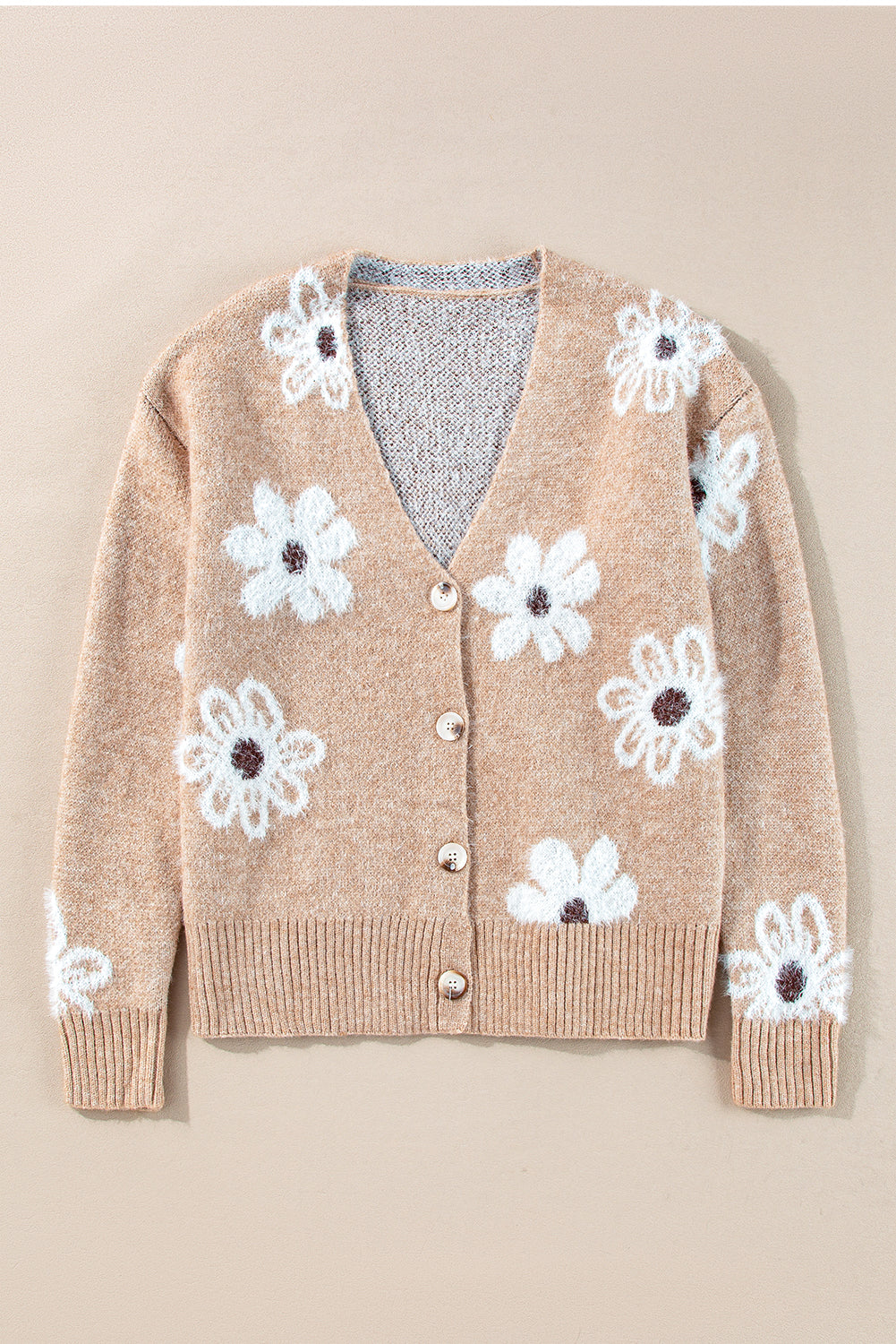 Floral V-Neck Button Up Cardigan