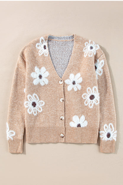 Floral V-Neck Button Up Cardigan