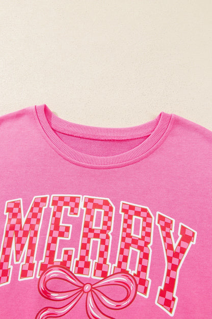 Christmas Merry Bow Graphic Top & Checker Pants Set