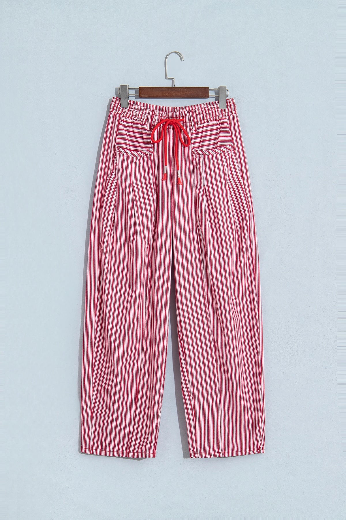 Stripe Drawstring High Waist Loose Pants