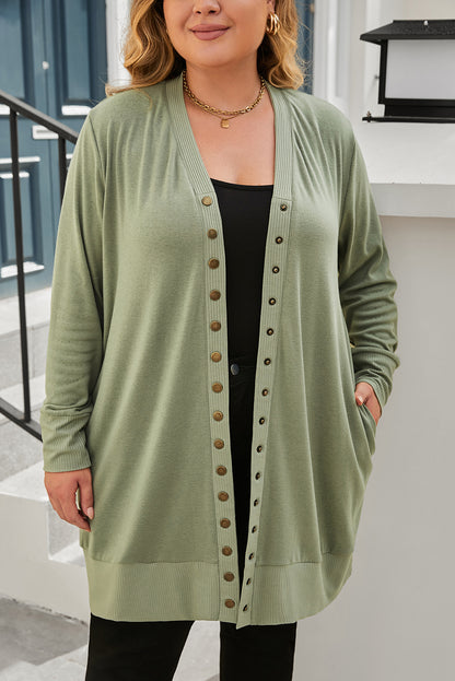 Plus Size Snap Button Front Cardigan