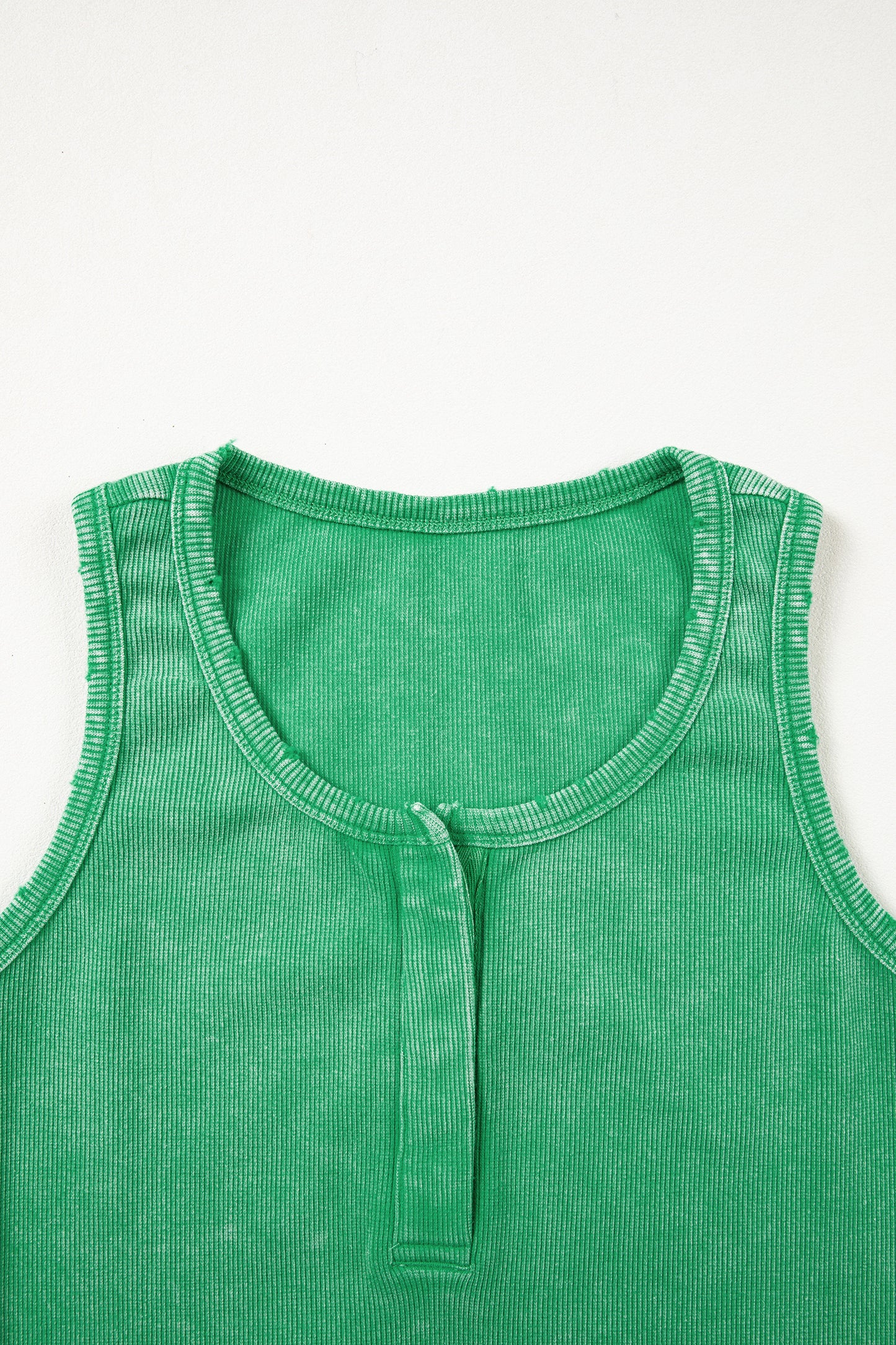 Solid Distressed Ribbed Mineral Wash Tank Top