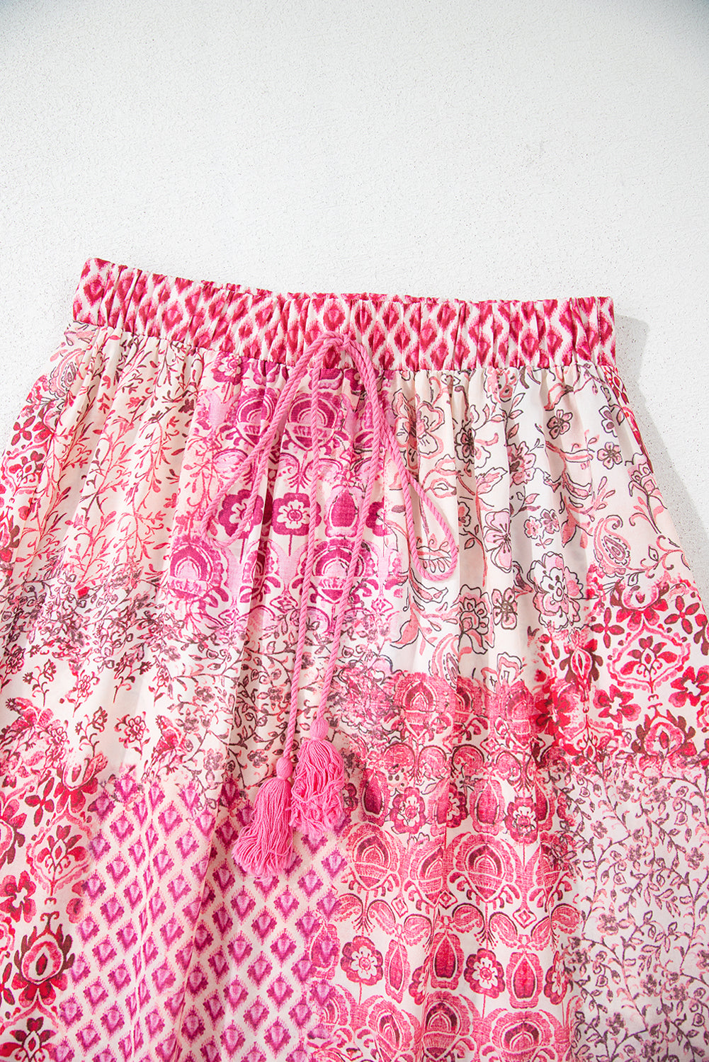 Boho Tassel Drawstring Elastic Waist Maxi Skirt