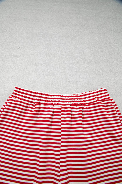 Stripe Oversized Mock Neck Sweatshirt & Shorts Set