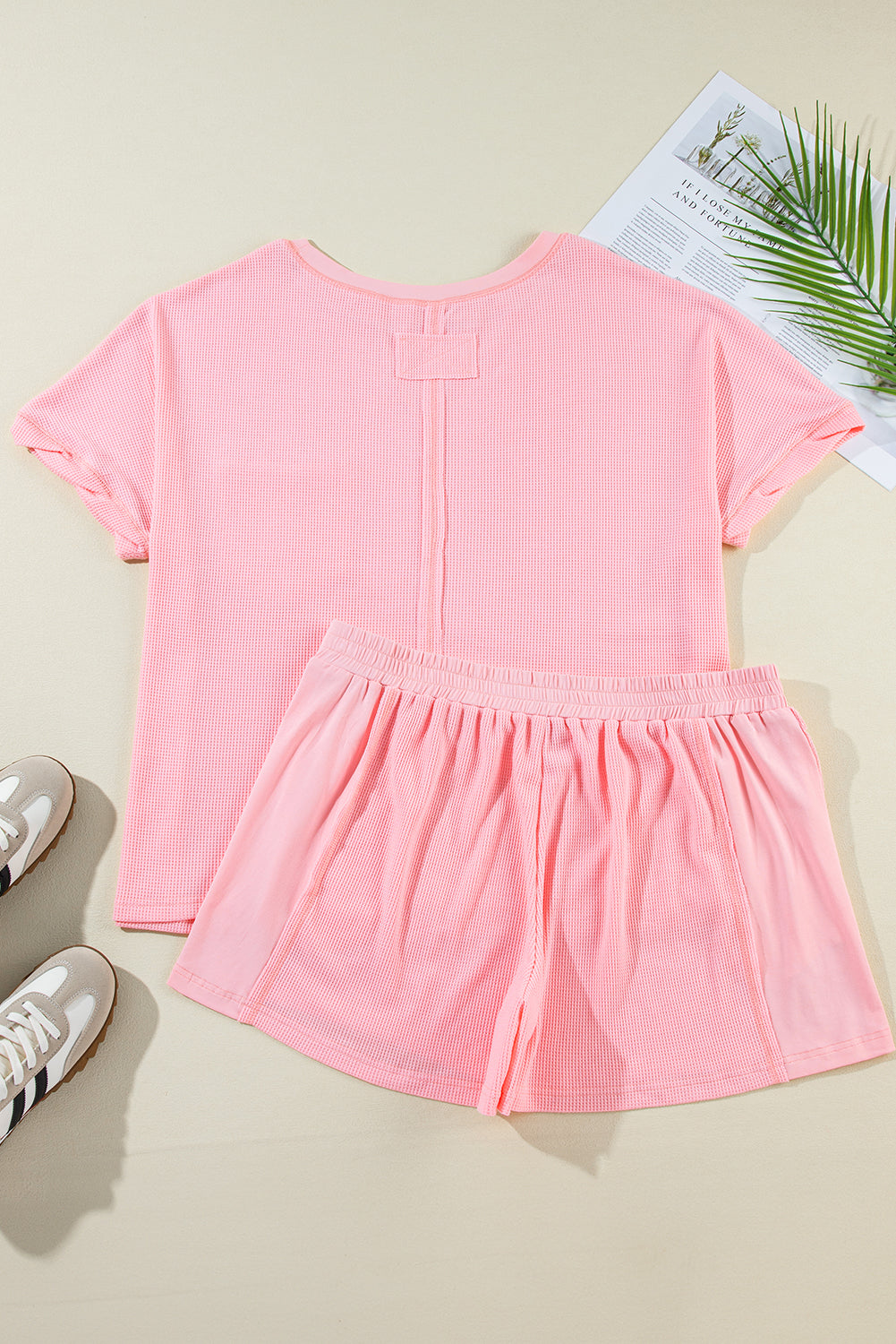 Waffle Tee and Shorts Set Plus Size