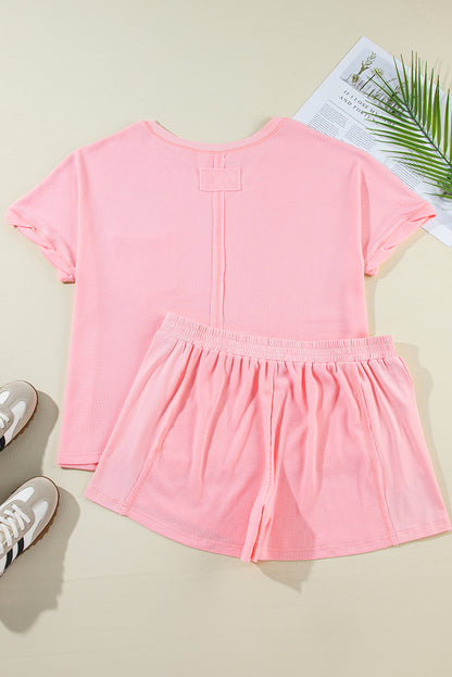 Waffle Tee and Shorts Set Plus Size