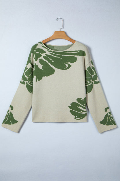 Floral Wide Long Sleeve Sweater