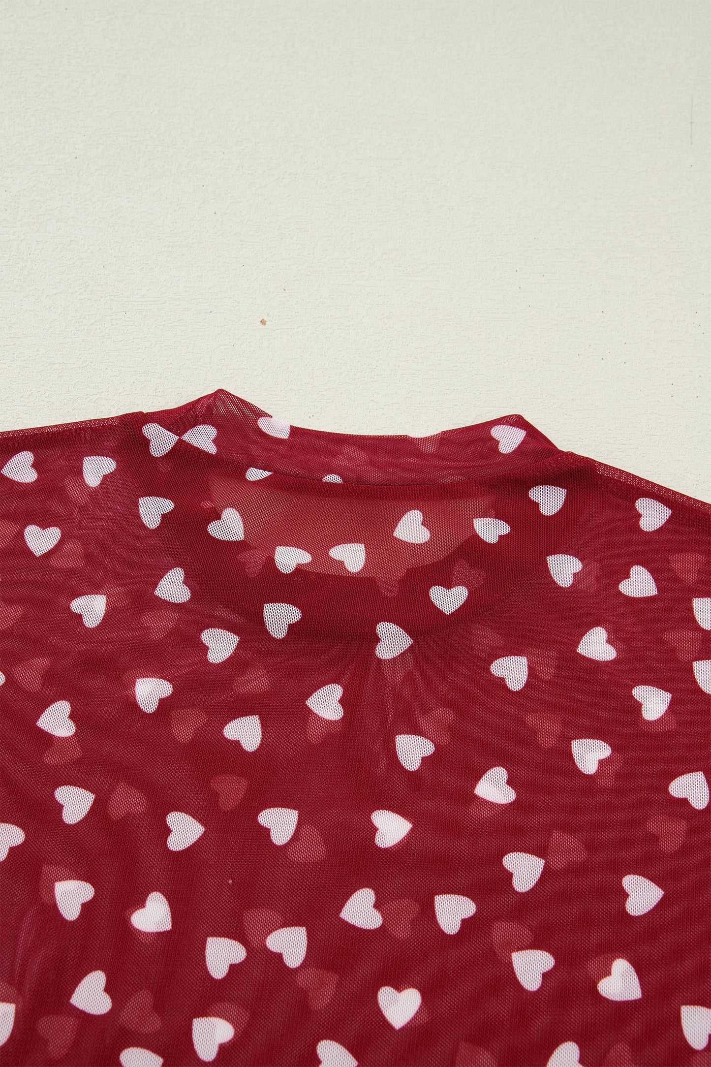 Heart Mesh Short Sleeve Top