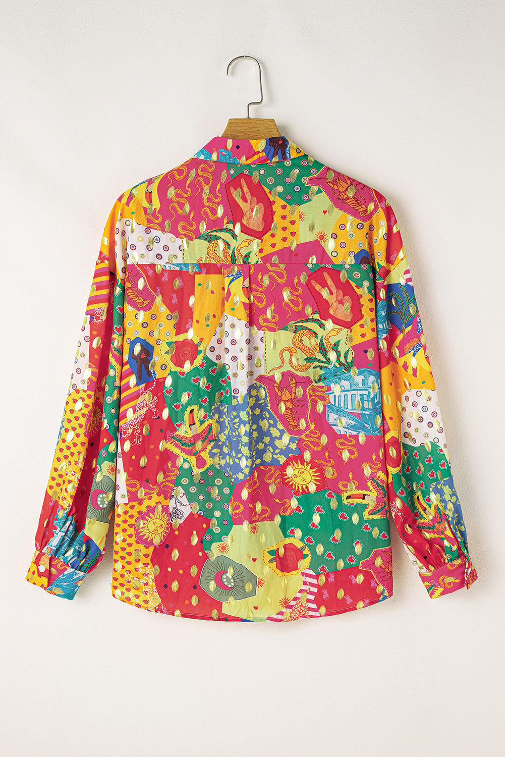 Abstract Colorblock Button-Up Shirt