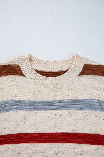 Stripe Drop Shoulder Exposed Seam Sweater