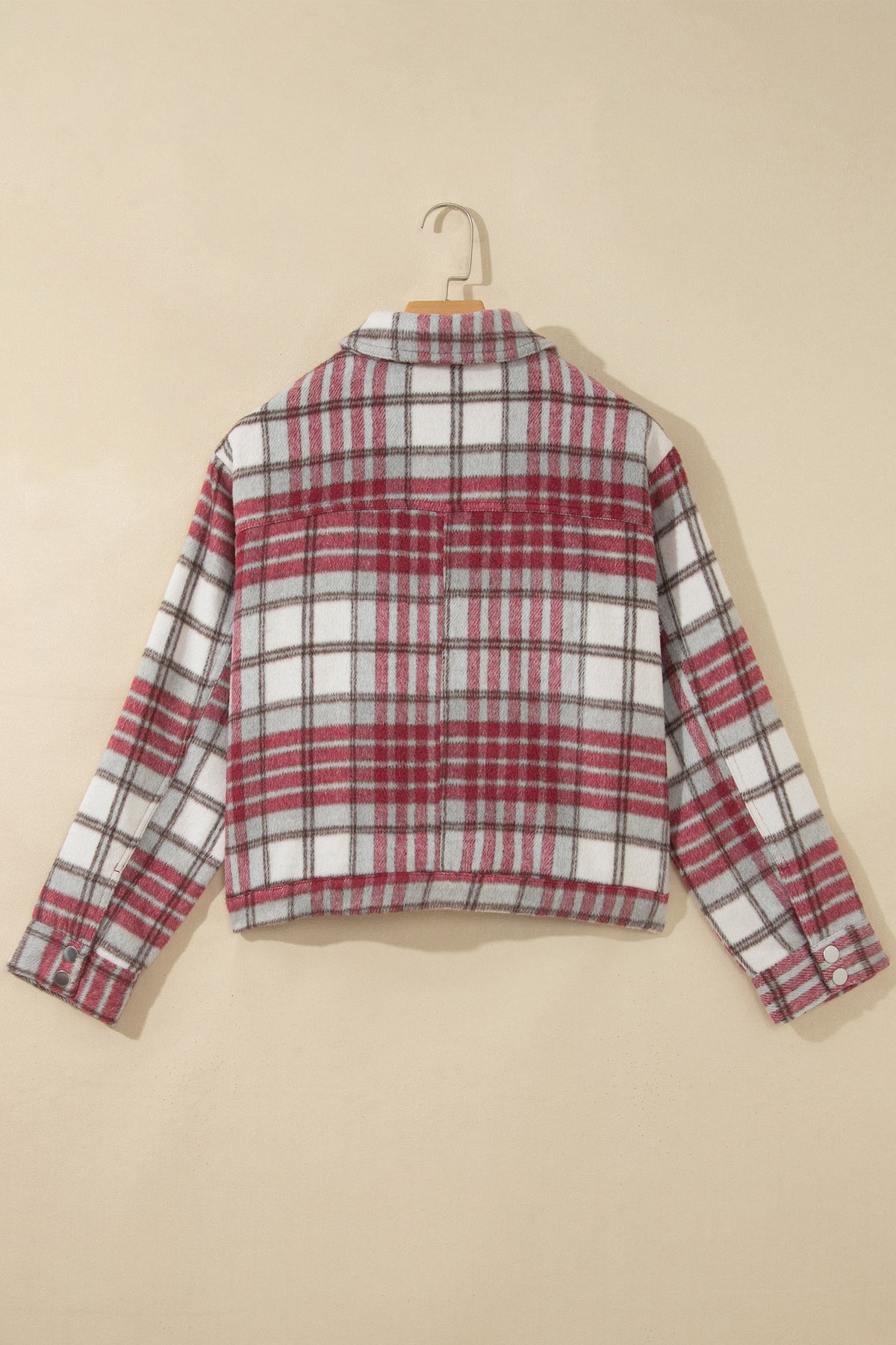 Plaid Flannel Snap Button Collared Jacket