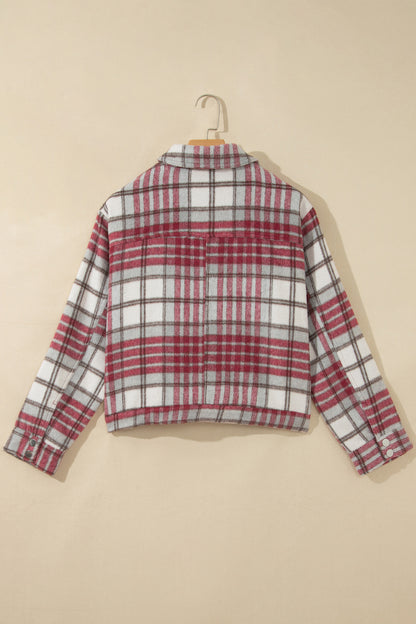 Plaid Flannel Snap Button Collared Jacket