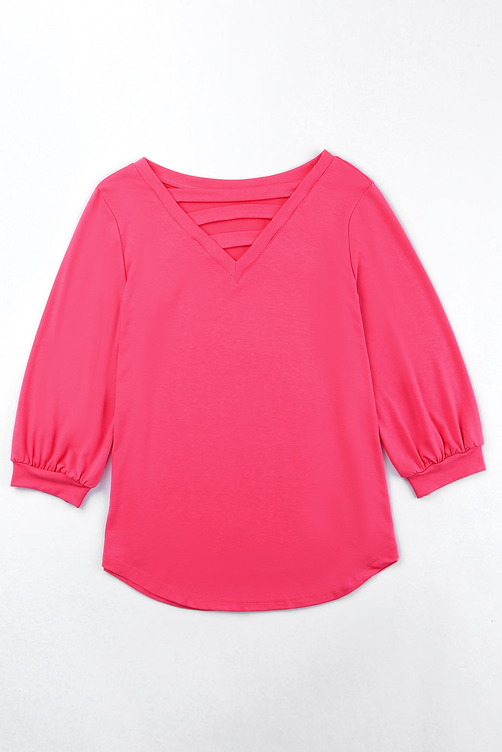 Strappy V-Neck 3/4 Sleeve Top