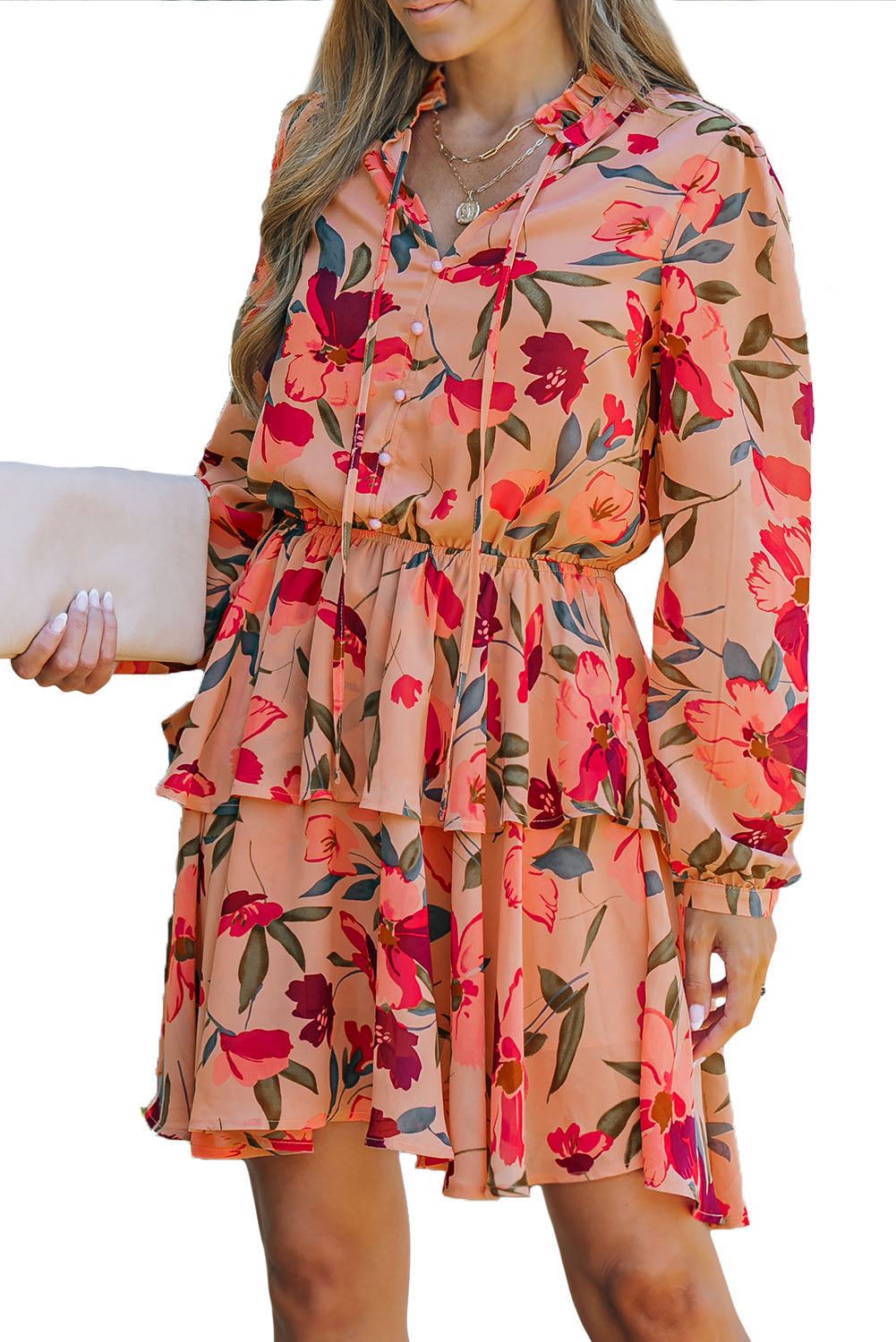 Floral Frilled Long Sleeve Dress