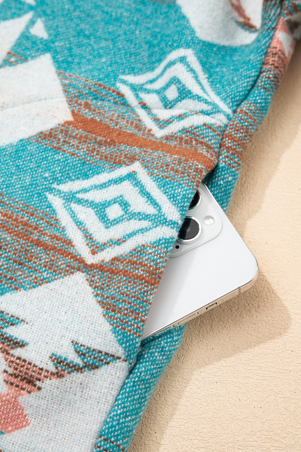 Western Aztec Quarter-Zip Elastic Cuffs Sweatshirt