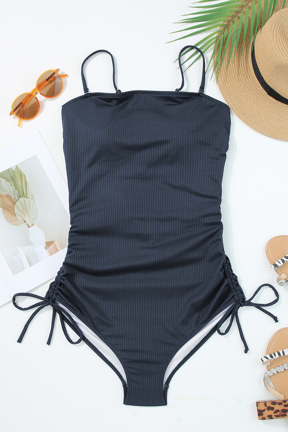 Ribbed Ruched Side One-Piece Swimsuit