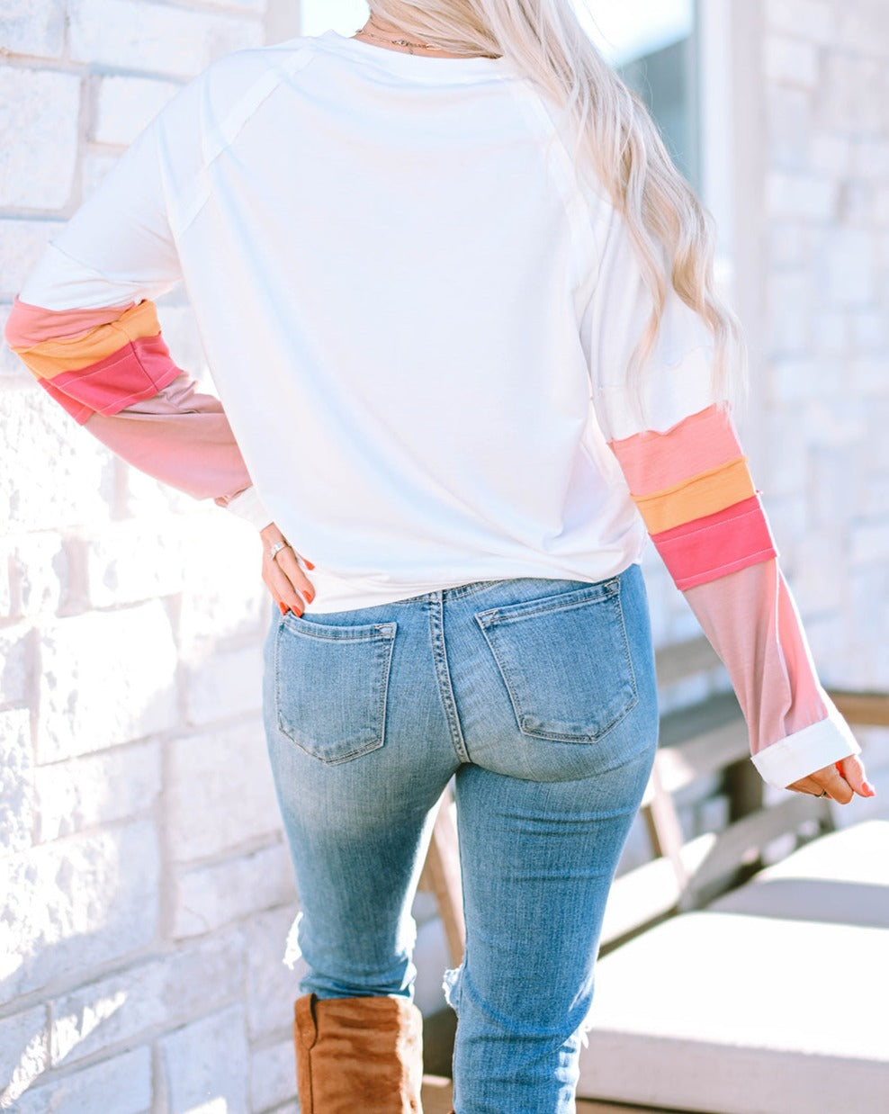 Colorblock Exposed Seam Raglan Top