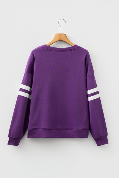 Varsity Stripe Drop Shoulder Oversized Sweatshirt