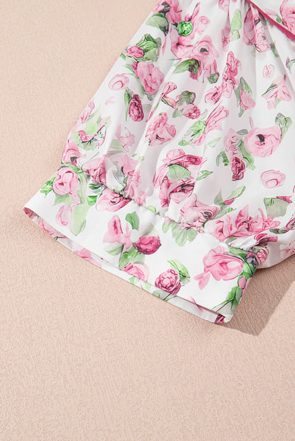 Plus Size Floral Tied V-Neck Mini Dress