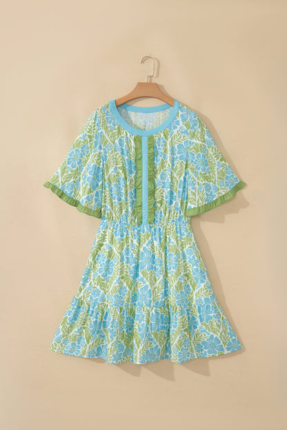 Floral High Waist Ruffle Mini Dress