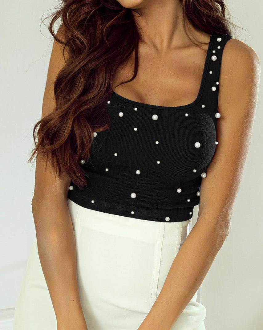 Pearl Square Neck Crop Top