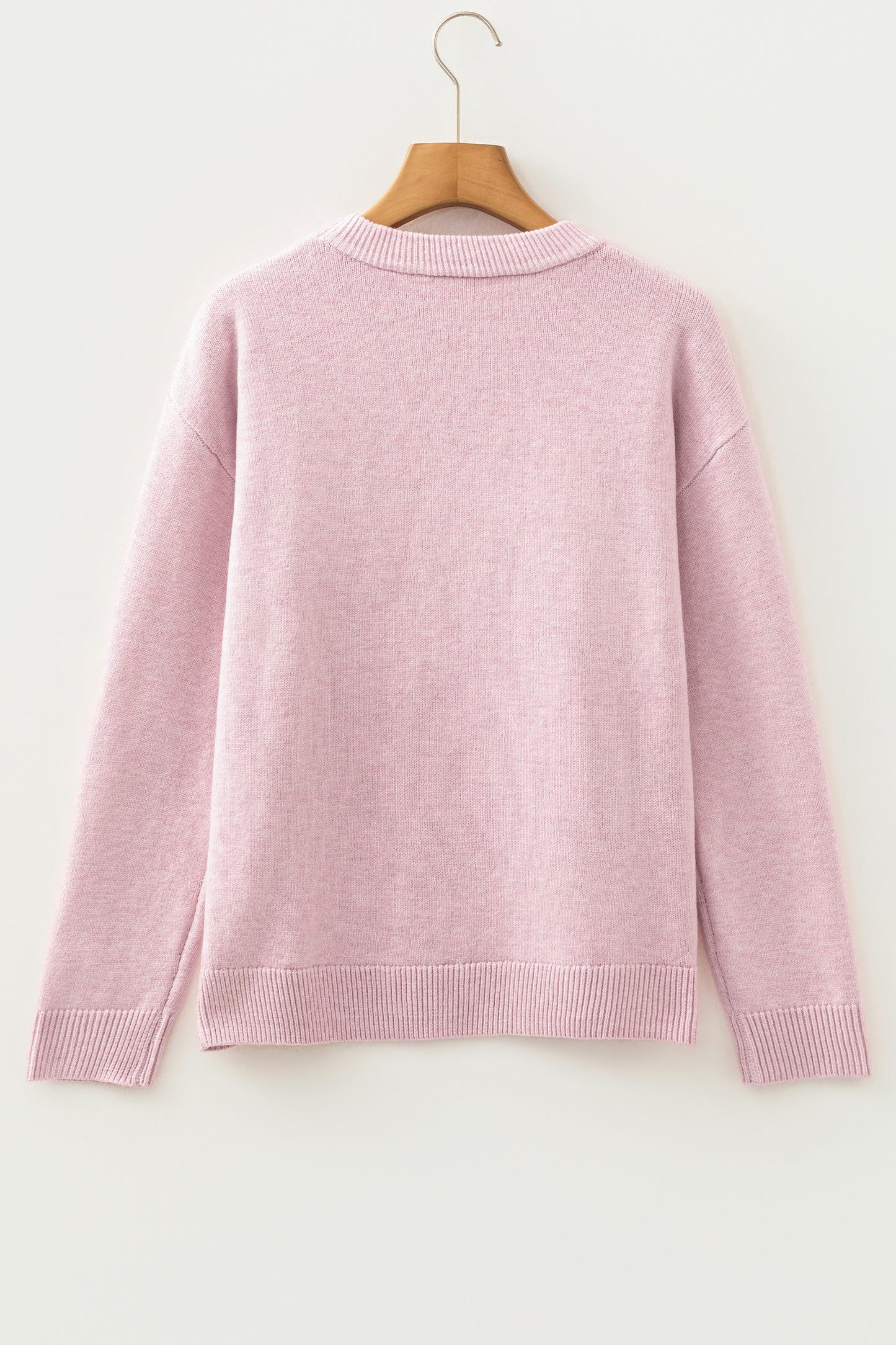 Corded Knit Love Script Graphic Baggy Sweater