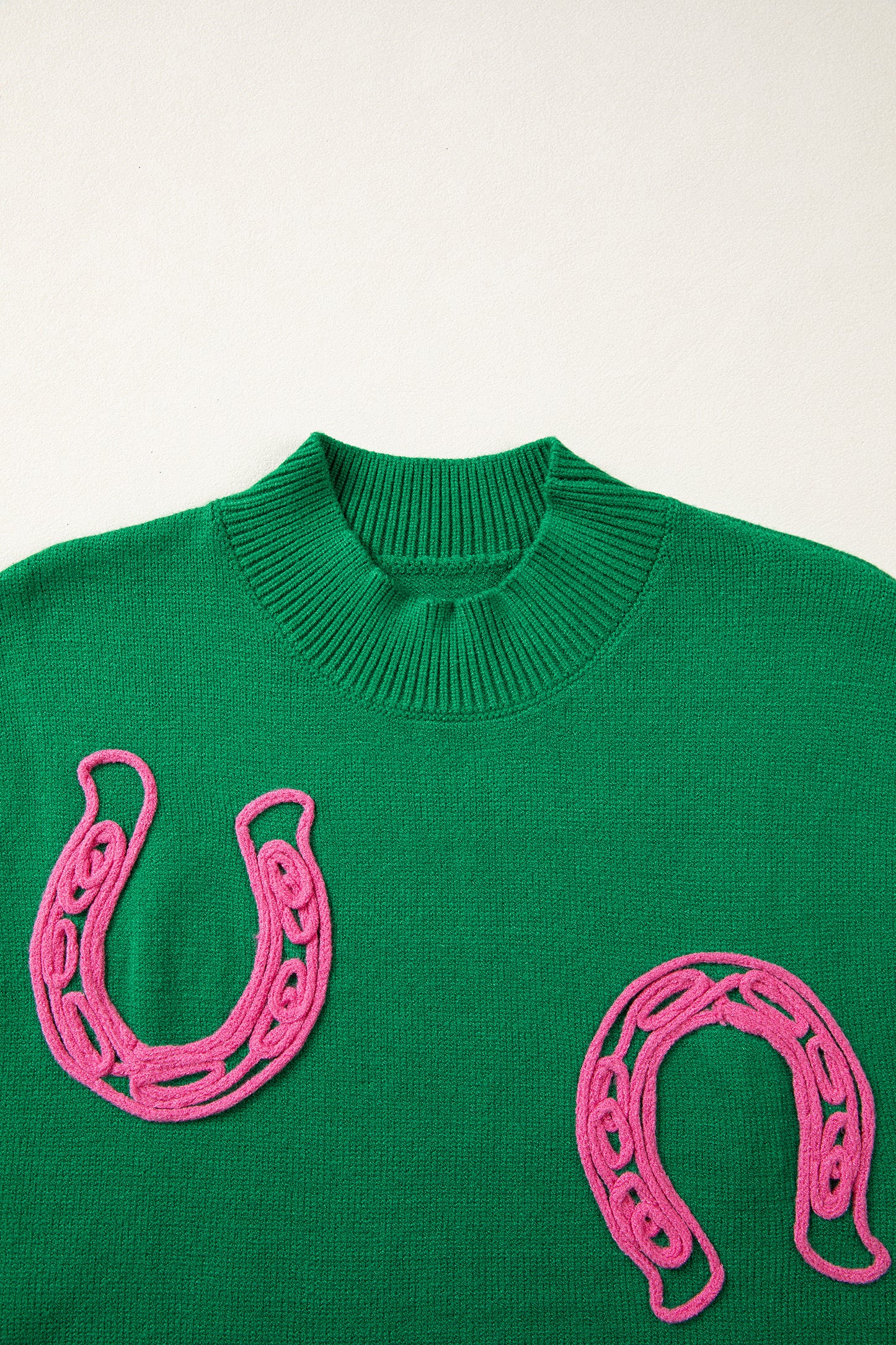Western Horseshoe Mock Neck Short Sleeve Sweater