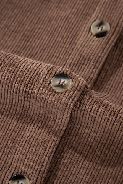 Corduroy Flap Pocket Buttoned Shacket